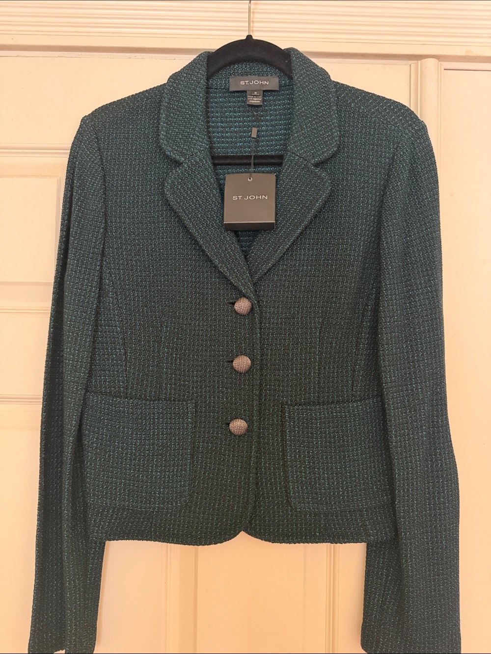 St. John Women's Teal Tweed Jacket size 10
